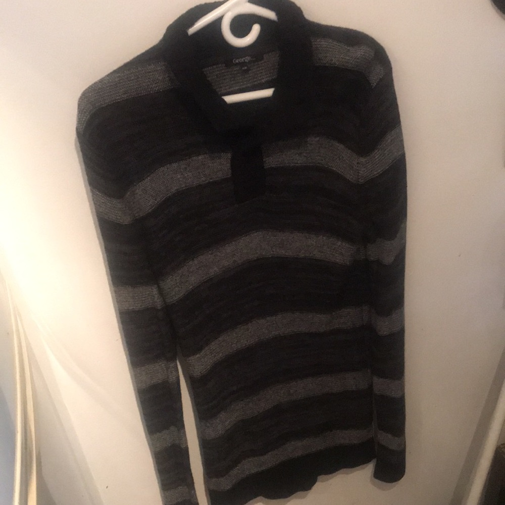 Stylish Black and Grey Full Length George Tunic Sweater Dress warm and Comfy!
